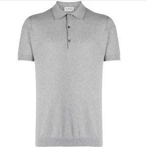 JOHN SMEDLEY Wool/Cotton Blend Short SleevedPolo Shirt in Ash Grey | Size: Small